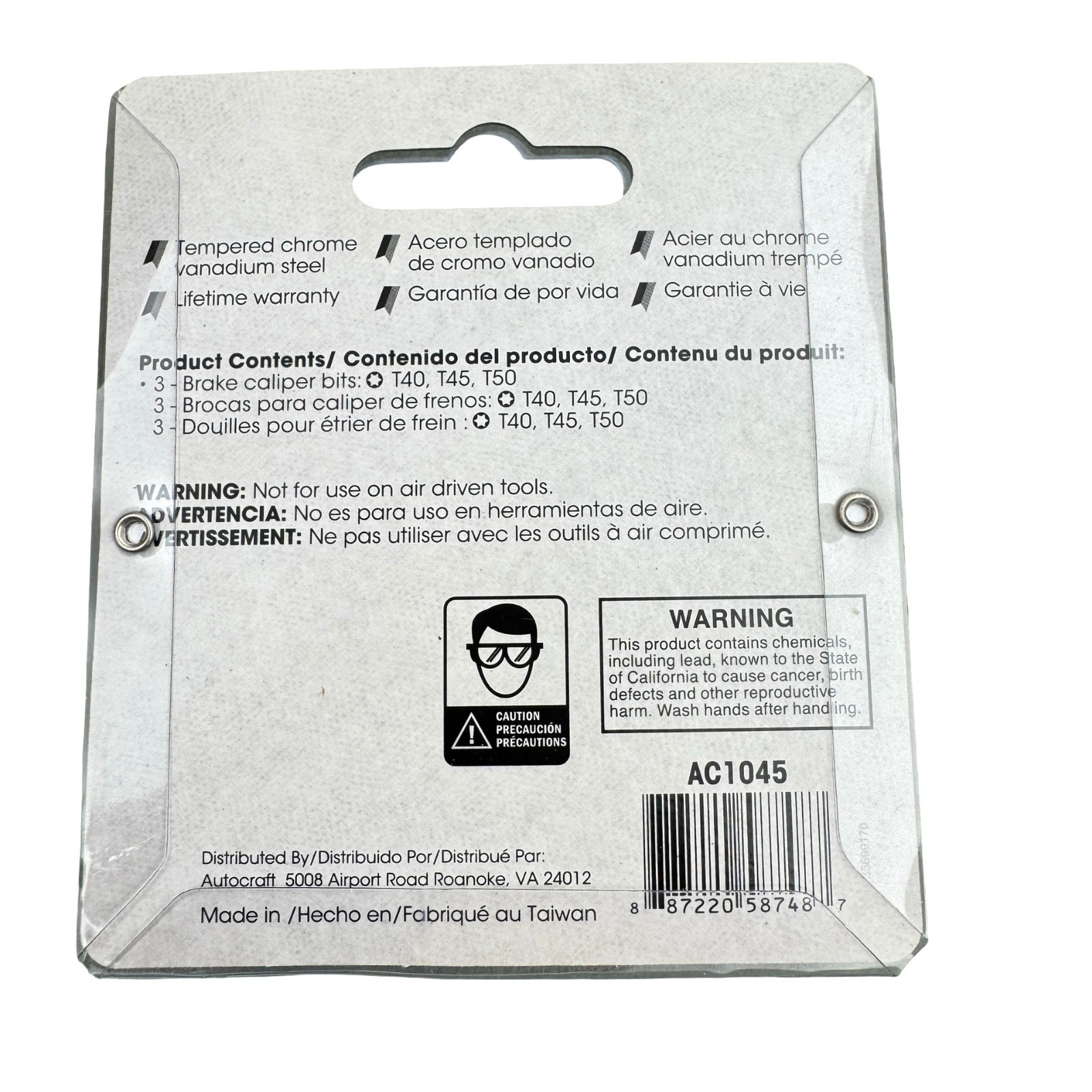 Autocraft AC1045 Brake Caliper Torx Bit Set T40 T45 T50 3PC Lot 20