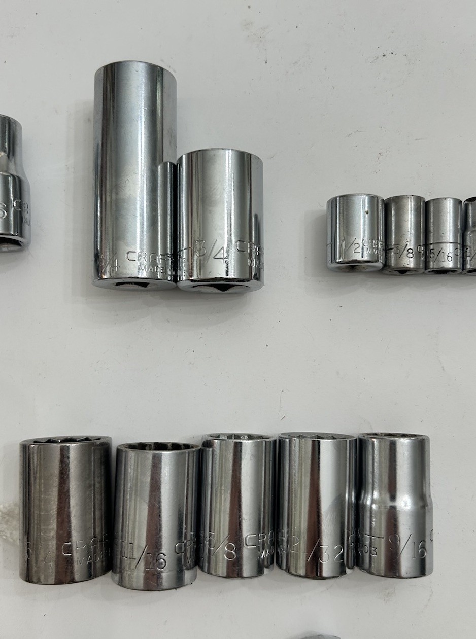 Craftsman Tools 50pc Mixed Socket Lot SAE Metric 1/4 3/8 1/2 Drives USA MADE