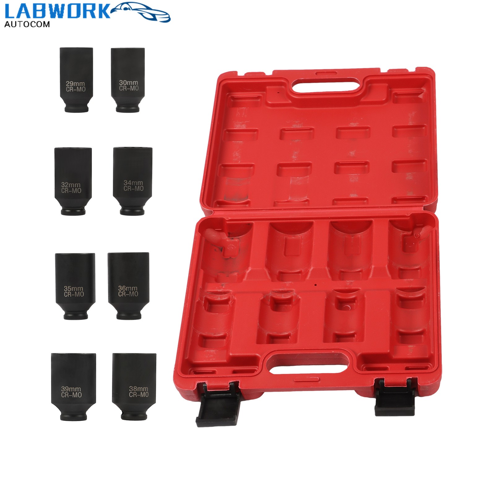 1 Set 8Pcs 12 Point 1/2″ Drive Deep Spindle Axle Nut Impact Socket Set