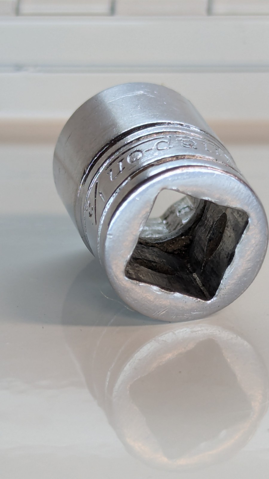 Snap-on F161 3/8″ Drive 1/2″ SAE 12-Point Flank Drive Shallow Chrome Socket USA