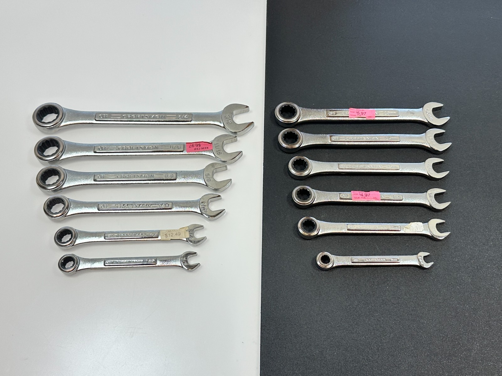 🇺🇸 Craftsman USA 12pc RATCHETING SAE 3/8-3/4 & Metric 8-15mm Wrench Set (NOS)
