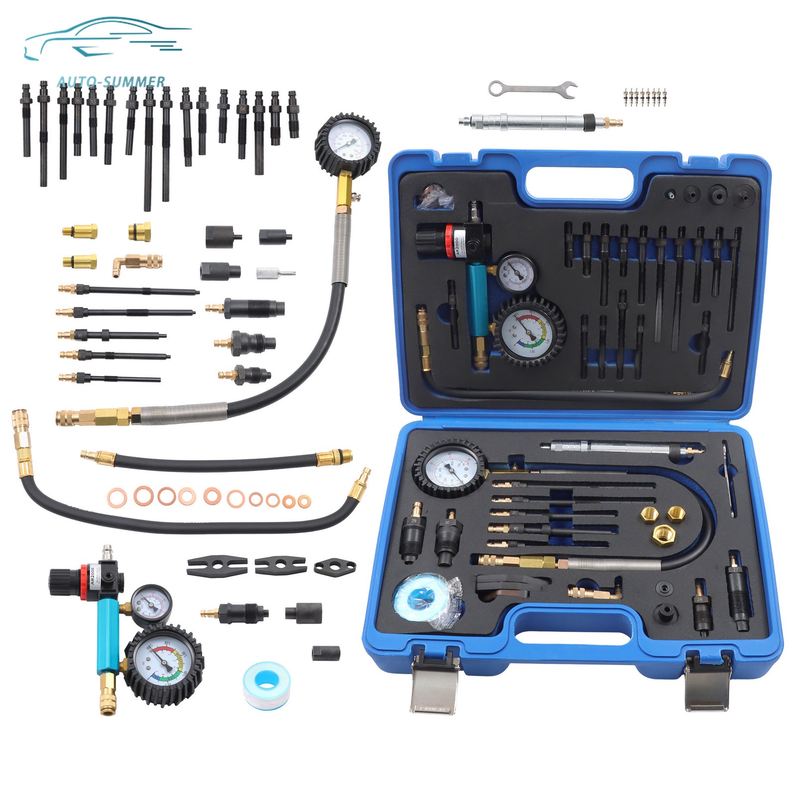 Petrol/Diesel Engine Compression Tester 46PCS Leak Down Diagnostic Kit New