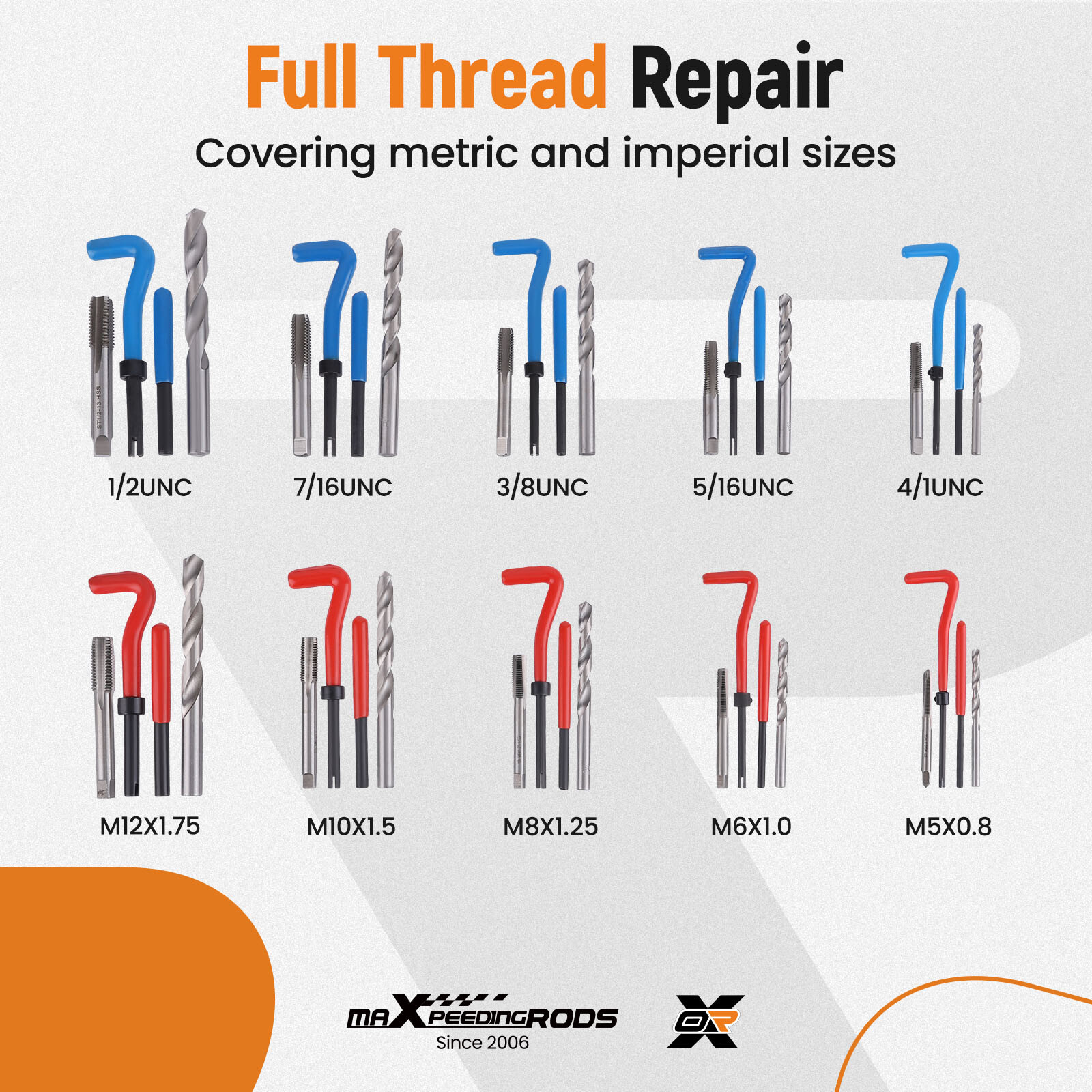 Thread Repair Tool Kit: 320-Piece Metric SAE Heli Coil Rethreading Insert Drill