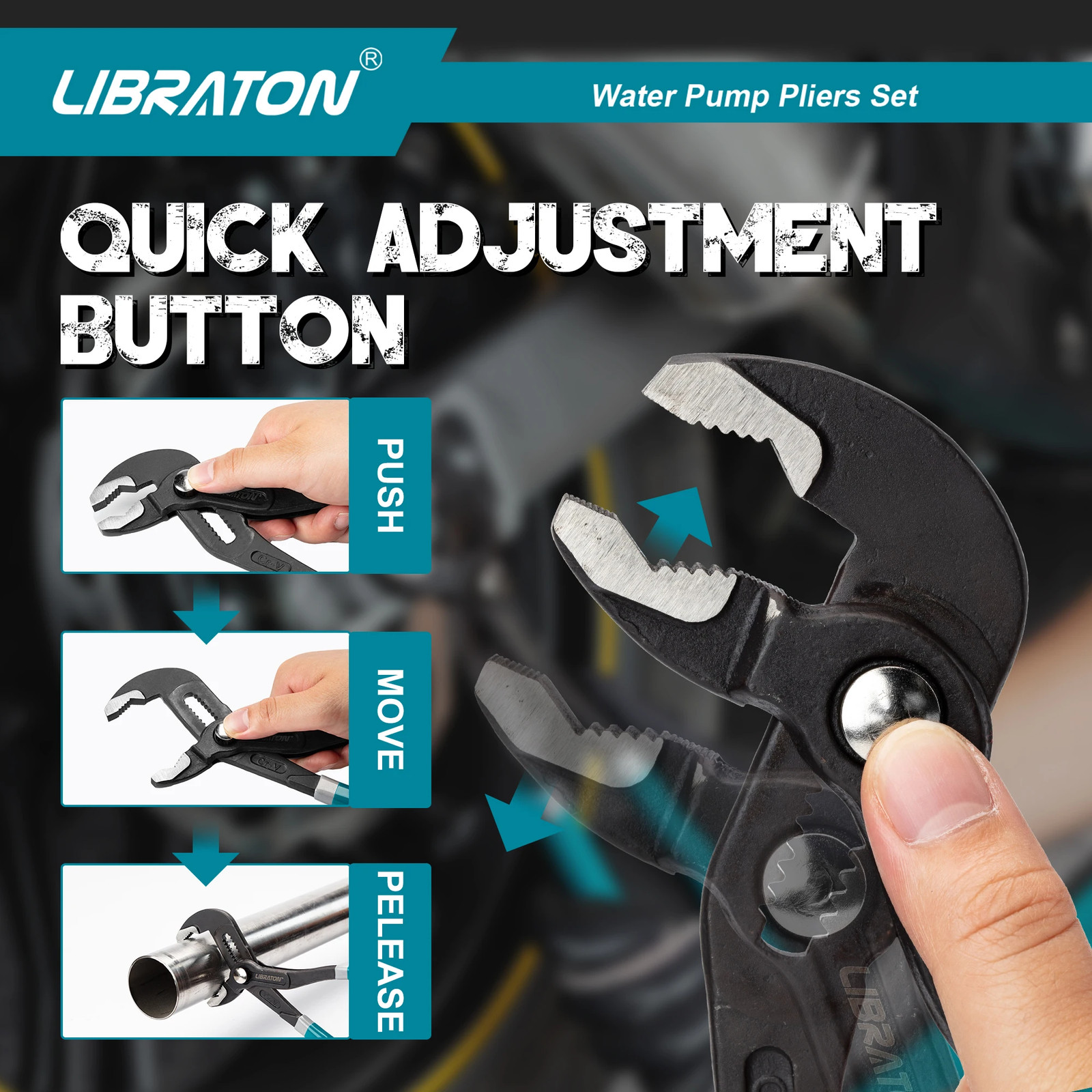 7/10/12 Inch Water Pump Pliers Quick-Release Water Pipe Pliers Adjustable