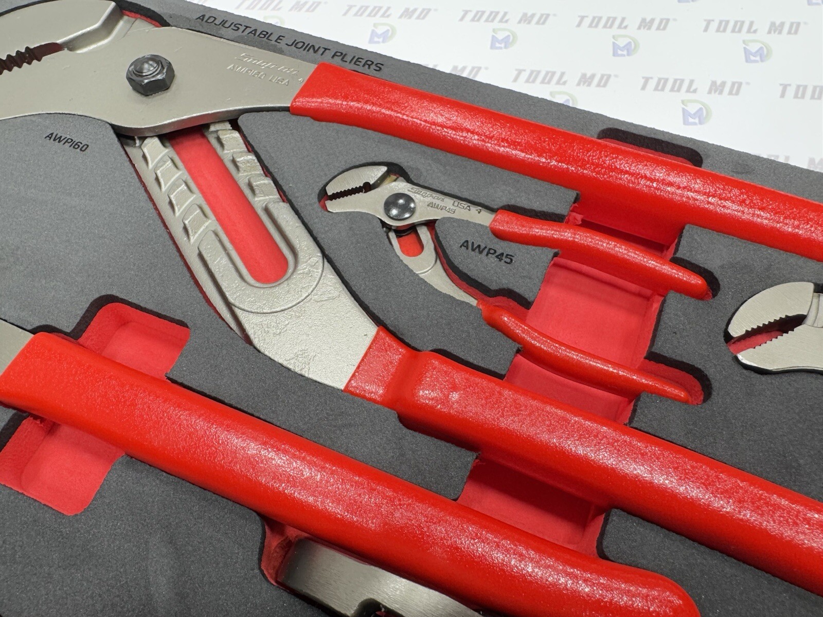Snap-on Tools USA NEW RED 6-Piece Adjustable Joint Pliers Foam Set PLAJ600FR