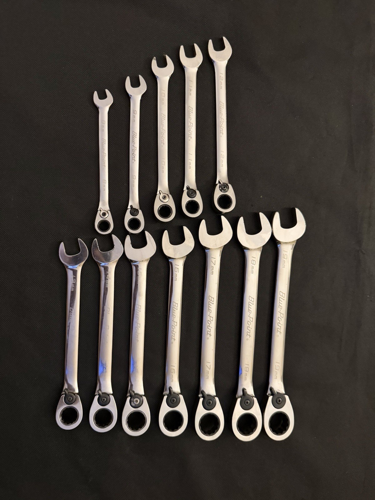Blue Point Tools BOERM712 12 Piece 8-19mm Ratcheting Combination Wrench Set