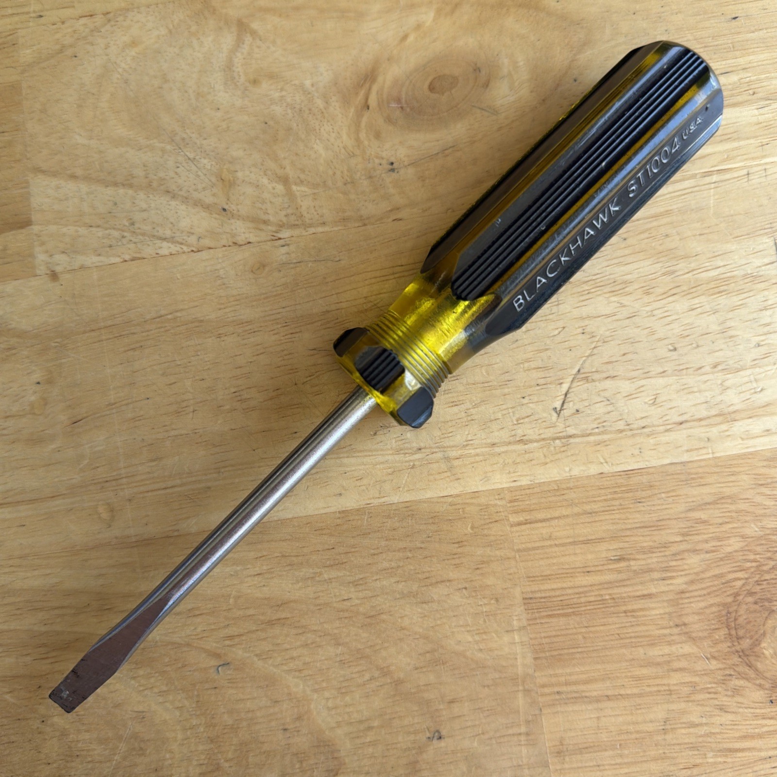 Blackhawk Tools 1/4″ Flat Slotted Screwdriver Yellow Black Handle ST1004 USA