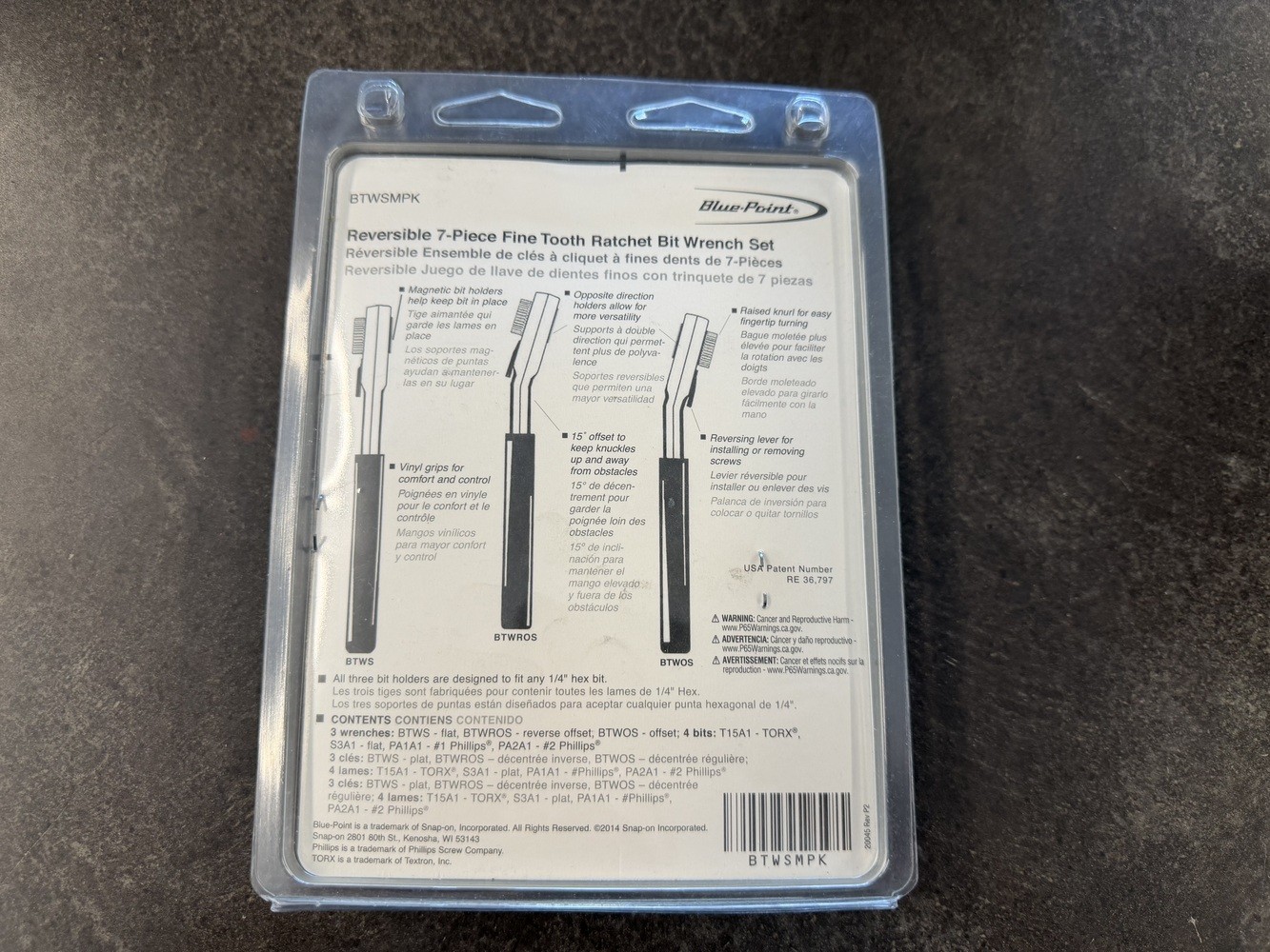 Blue Point Snap On 7 Piece Fine Tooth Ratchet Bit Wrench Set (1115323)