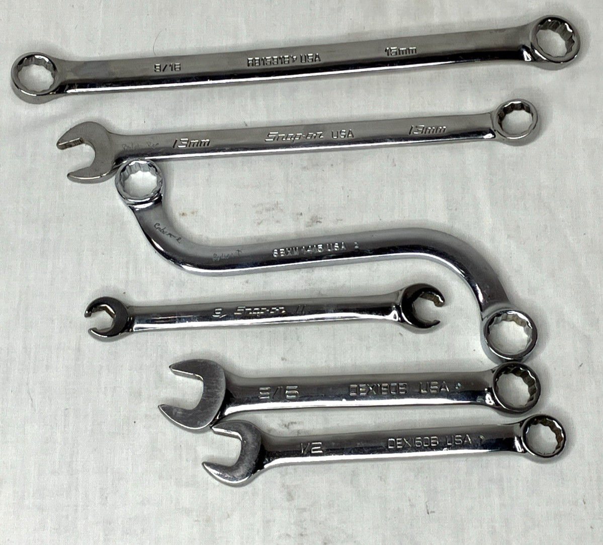 Snap-On Wrench Lot SAE & Metric 1/2 9/16 9/16 11mm 13mm + Matco 15mm