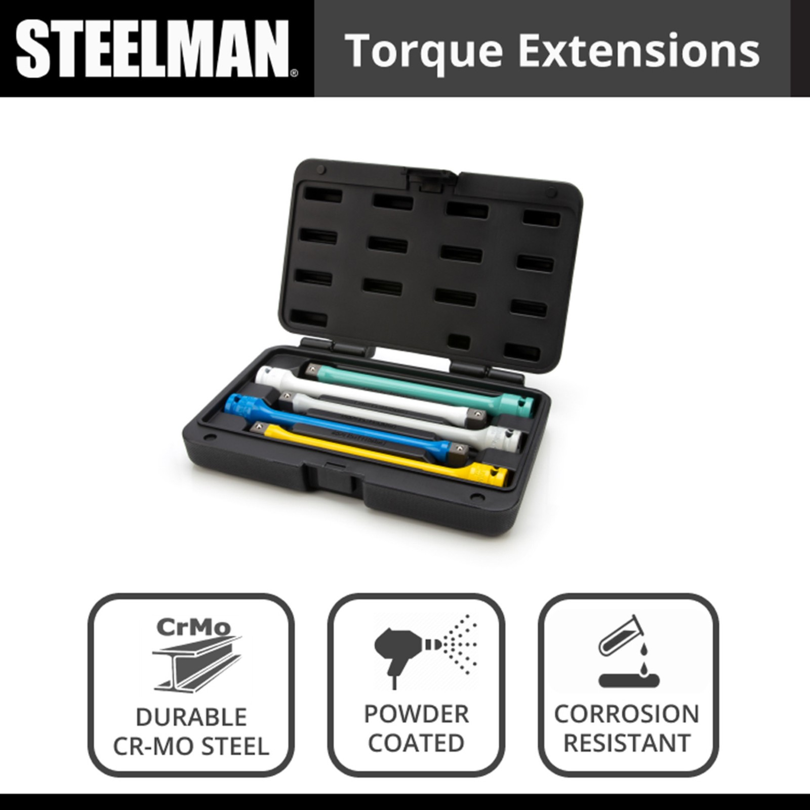 Steelman 5 Piece 1/2 in. Drive Torque Extension Set with Storage Case 50061-5XA
