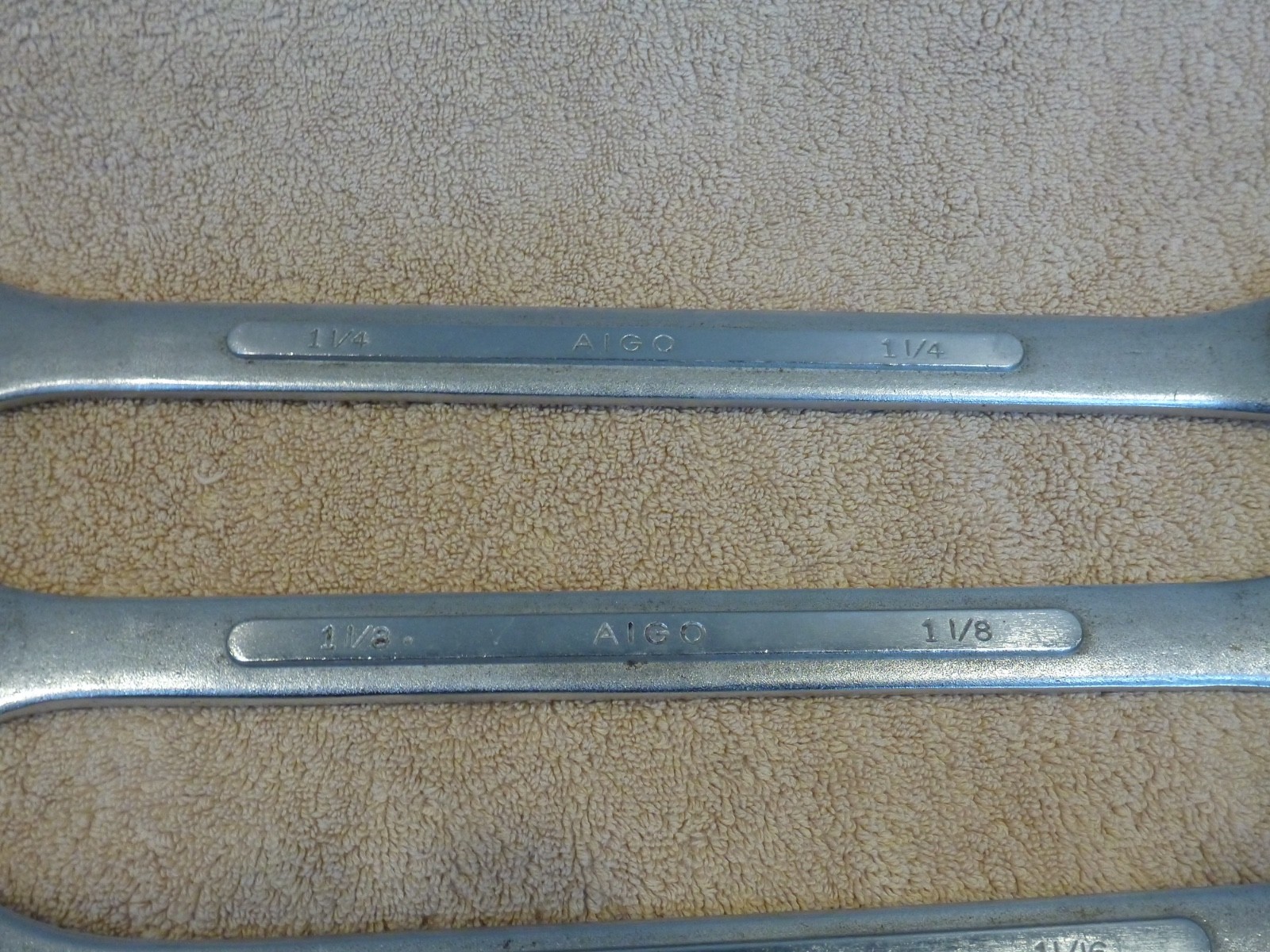 4 AIGO Large Combo Forged Wrench 1-1/4, 1-1/8, 1-1/16 & 15/16 Open Box End JAPAN