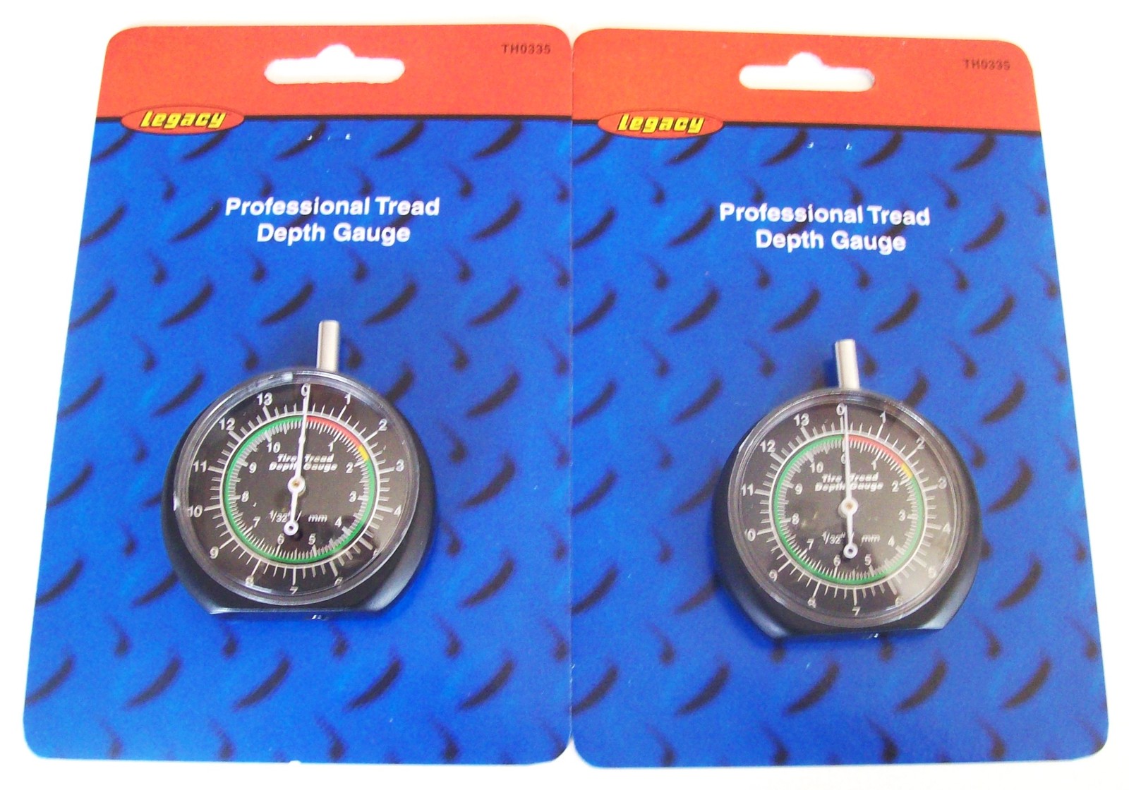 2 LEGACY PROFESSIONAL TIRE TREAD DEPTH GAUGE GAUGES DIAL TYPE 1/32 MM TH0335