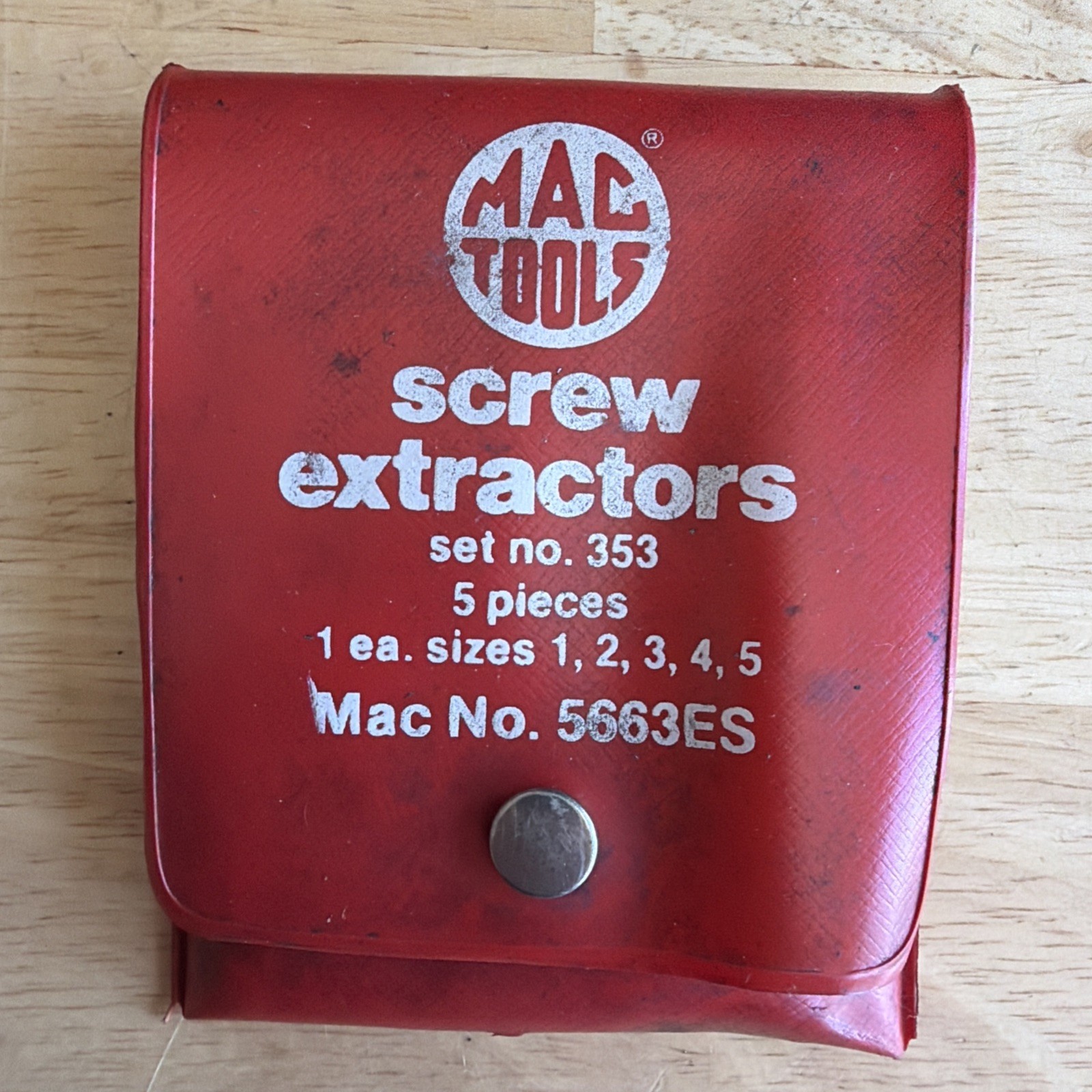 Mac Tools Screw Extractor Set 5pc W/ Kit Bag #1 thur #5 Complete 5663ES USA