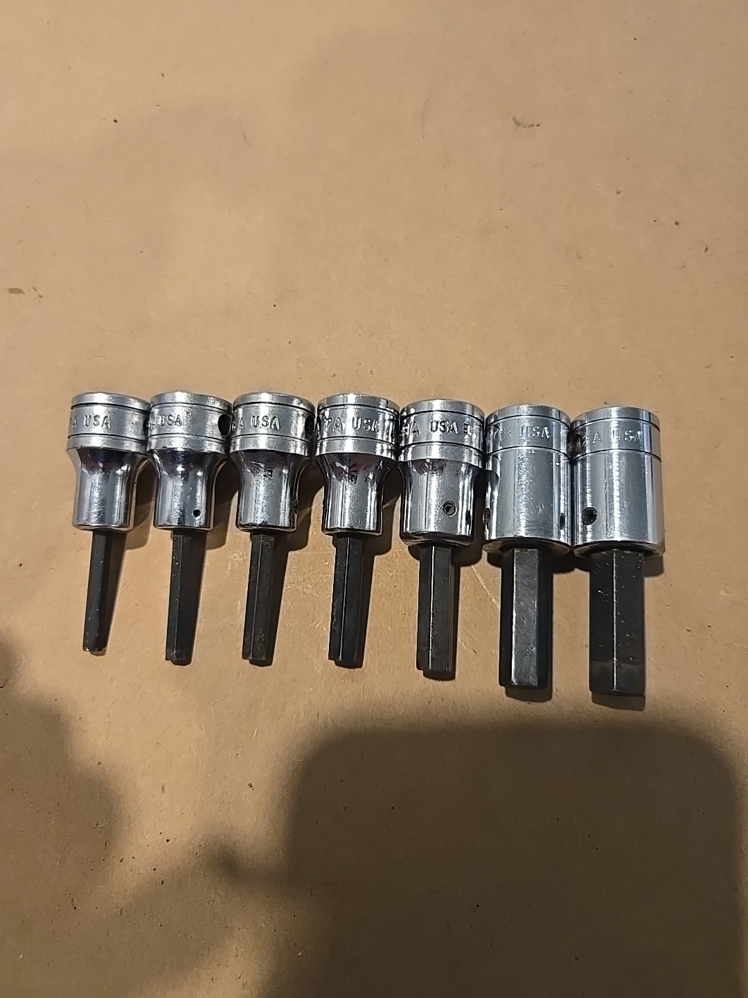 Snap On 3/8″ Drive 9/64″-3/8″ SAE Hex Bit Driver Sockets USA Lot Of 7