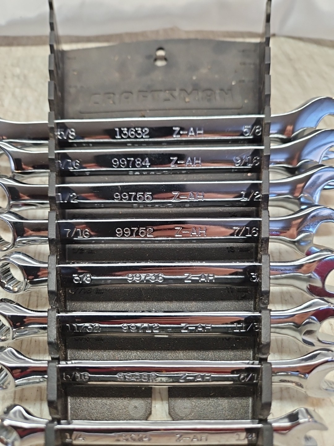 8 Craftsman Z-AH Series SAE Combination Wrench Set & Holder