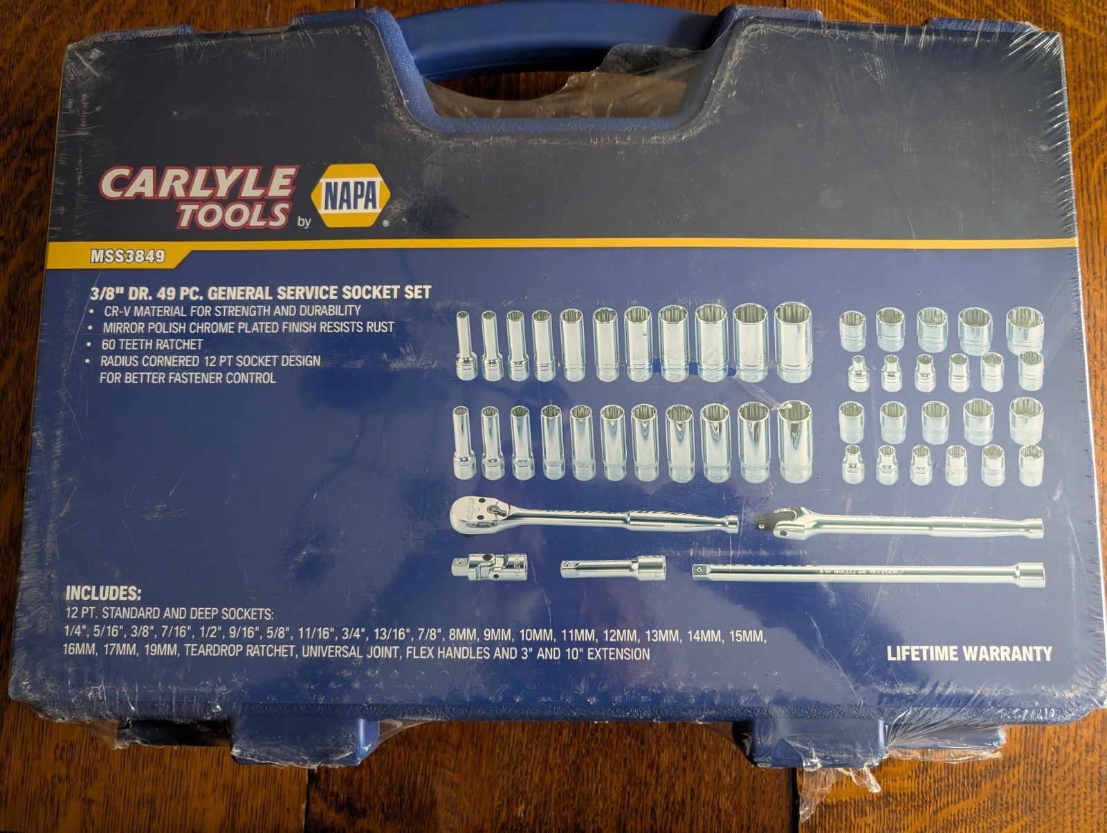 Napa Carlyle Tools Socket Set 3/8″ DR. SAE and Metric 49 Pc Set MSS3849 NEW!