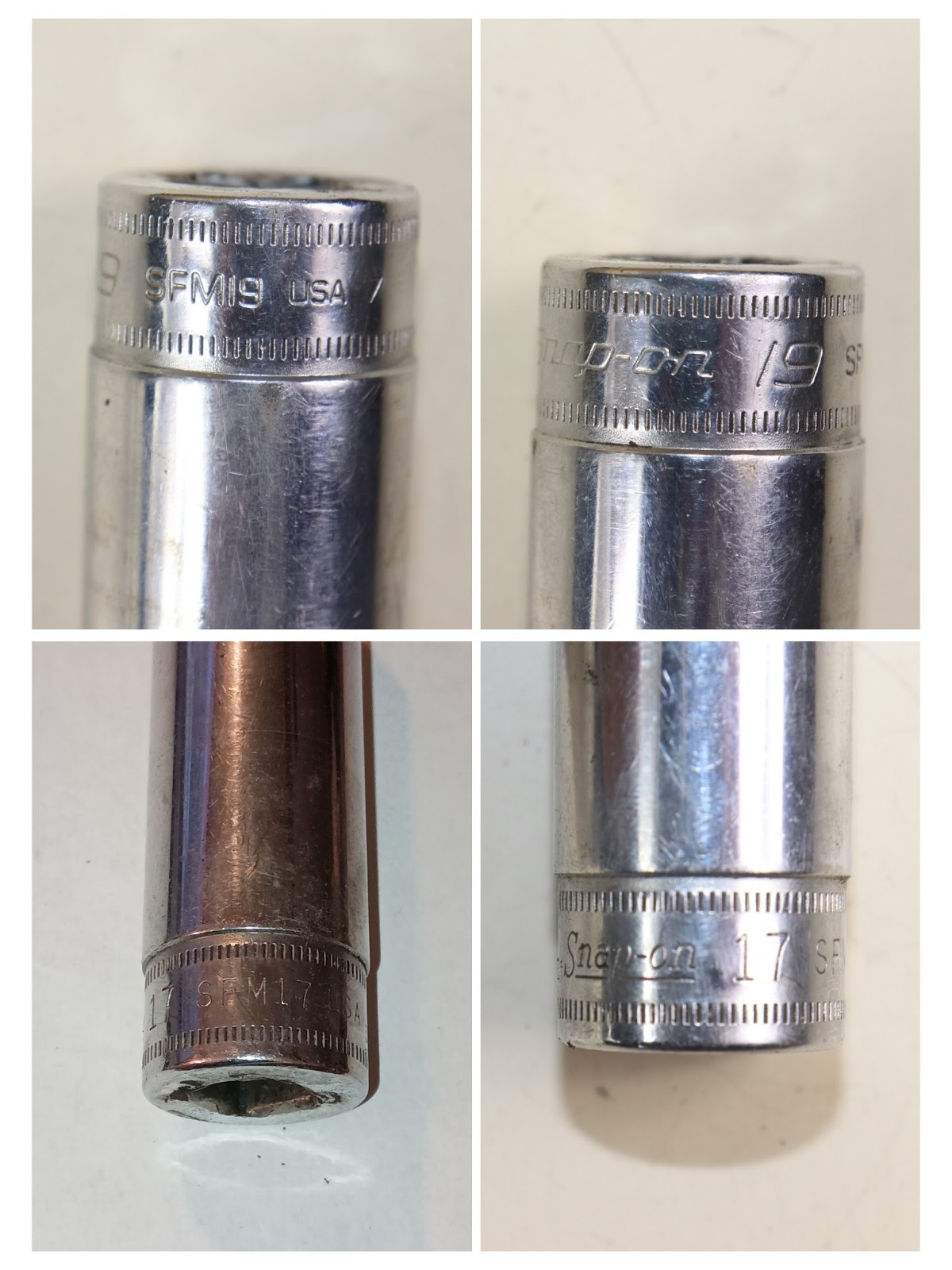 10pc Snap On 3/8″ Dr. 12 Point Deep Socket Set SFM 8,9,11,12,13,14,15,16,17,19mm