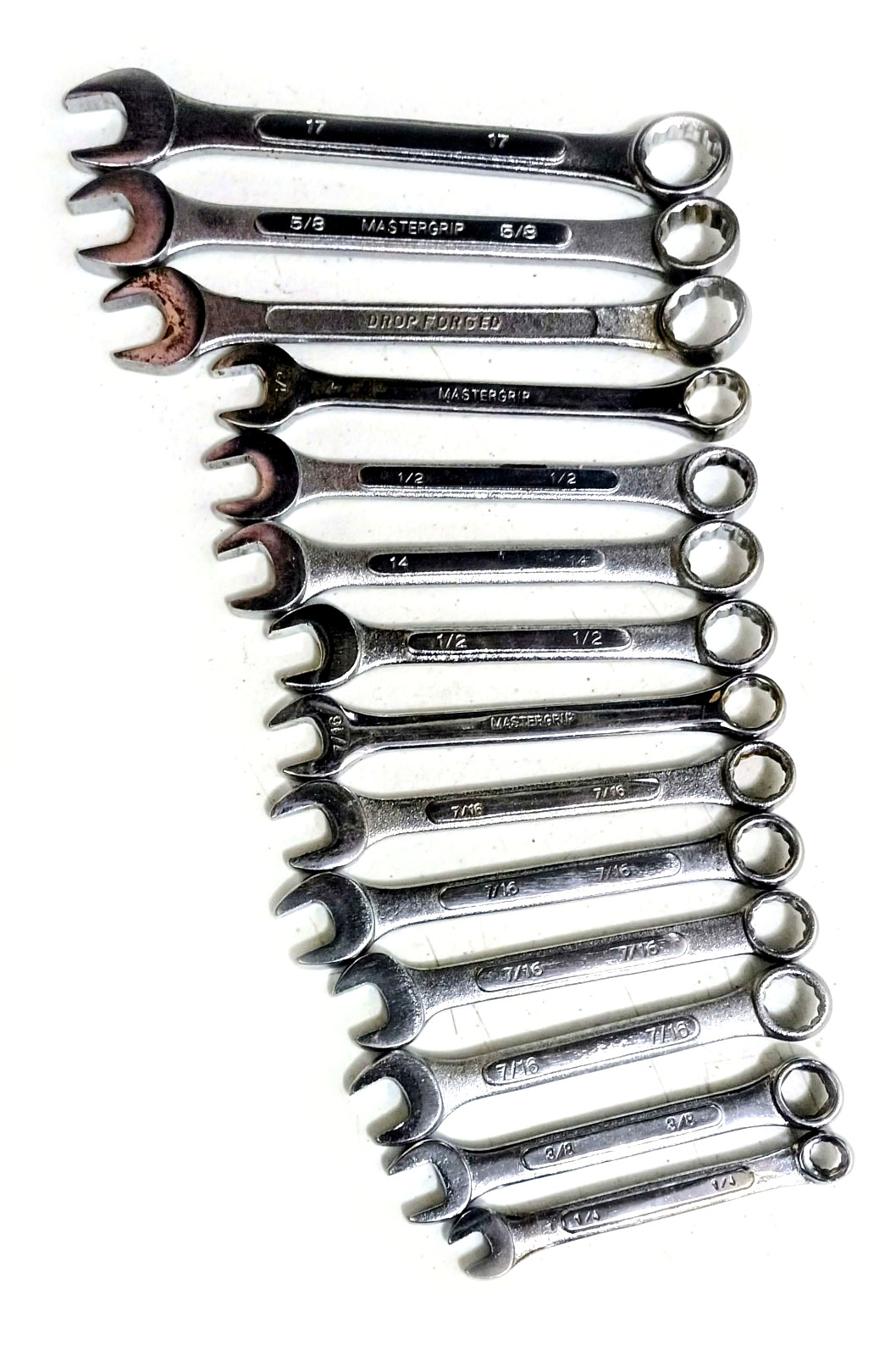 Mixed Lot of Forged Steel Combo12 point Wrench SAE 1/2 5/8 7/16 3/8 1/4 & Metric