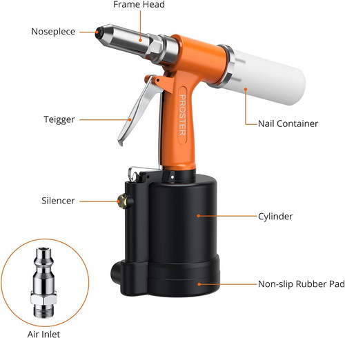 Proster Pneumatic Riveter – 5 Nozzles Rivet Gun, 3924LBF Pulling…