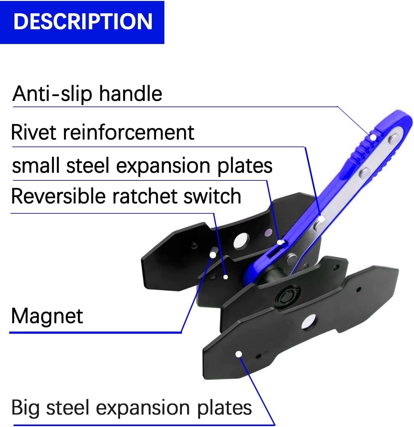 Ratchet Brake Caliper Tool Brake Piston Spreader Press 2 Hooks Steel Plates