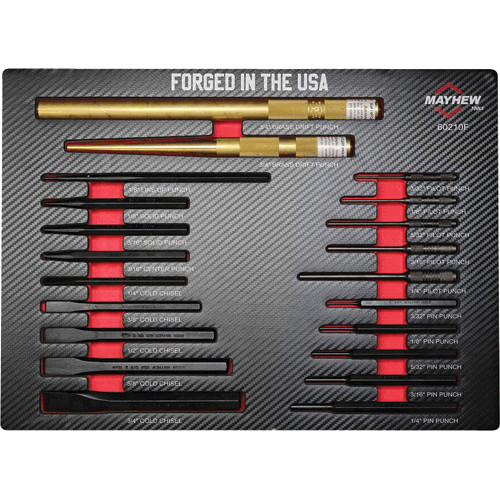 Mayhew Tools 60210F 21 Pc Punch & Chisel Set in Foam Tray