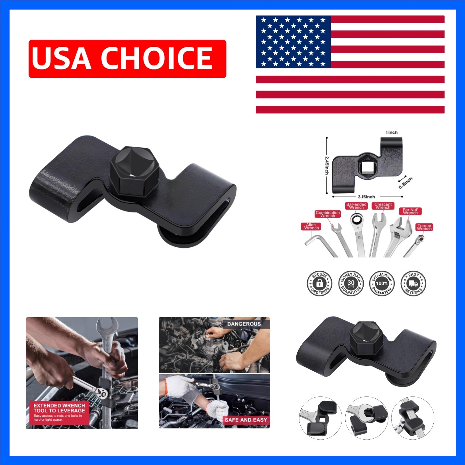 Universal Wrench Extender Breaker Bar and Offset Extension Wrench Adapters, W…