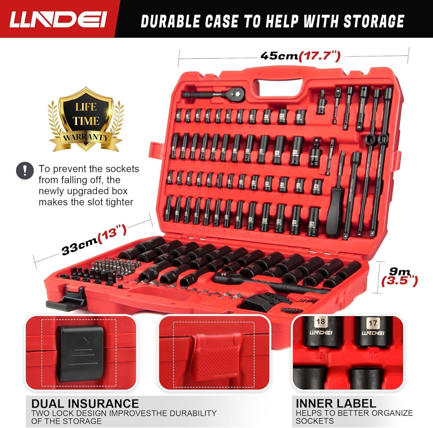1/4 & 3/8 Inch Drive Impact Socket Set, 186 Pieces Metric and Standard Full S…