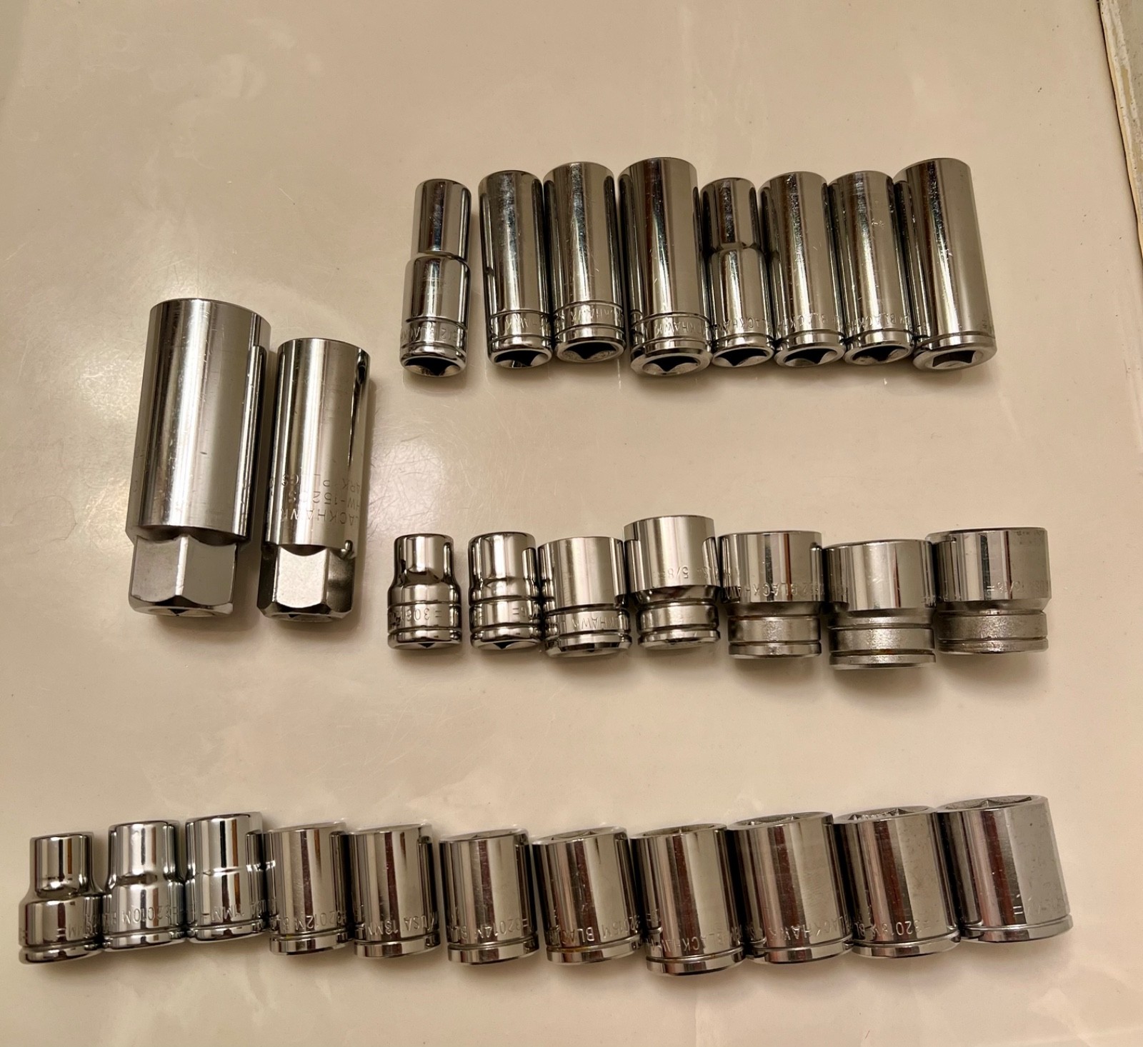 Vintage Blackhawk 28pc 3/8″ Drive Socket Set Metric & SAE USA made