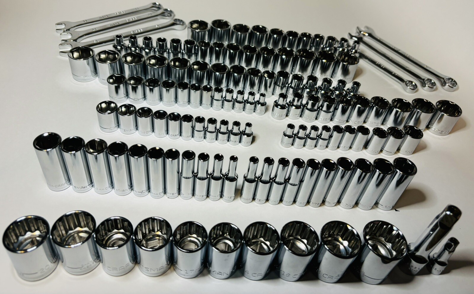 CRAFTSMAN 124 pc 1/4 3/8 1/2 Dr SAE METRIC MM 6pt 12pt wrench socket Tool set