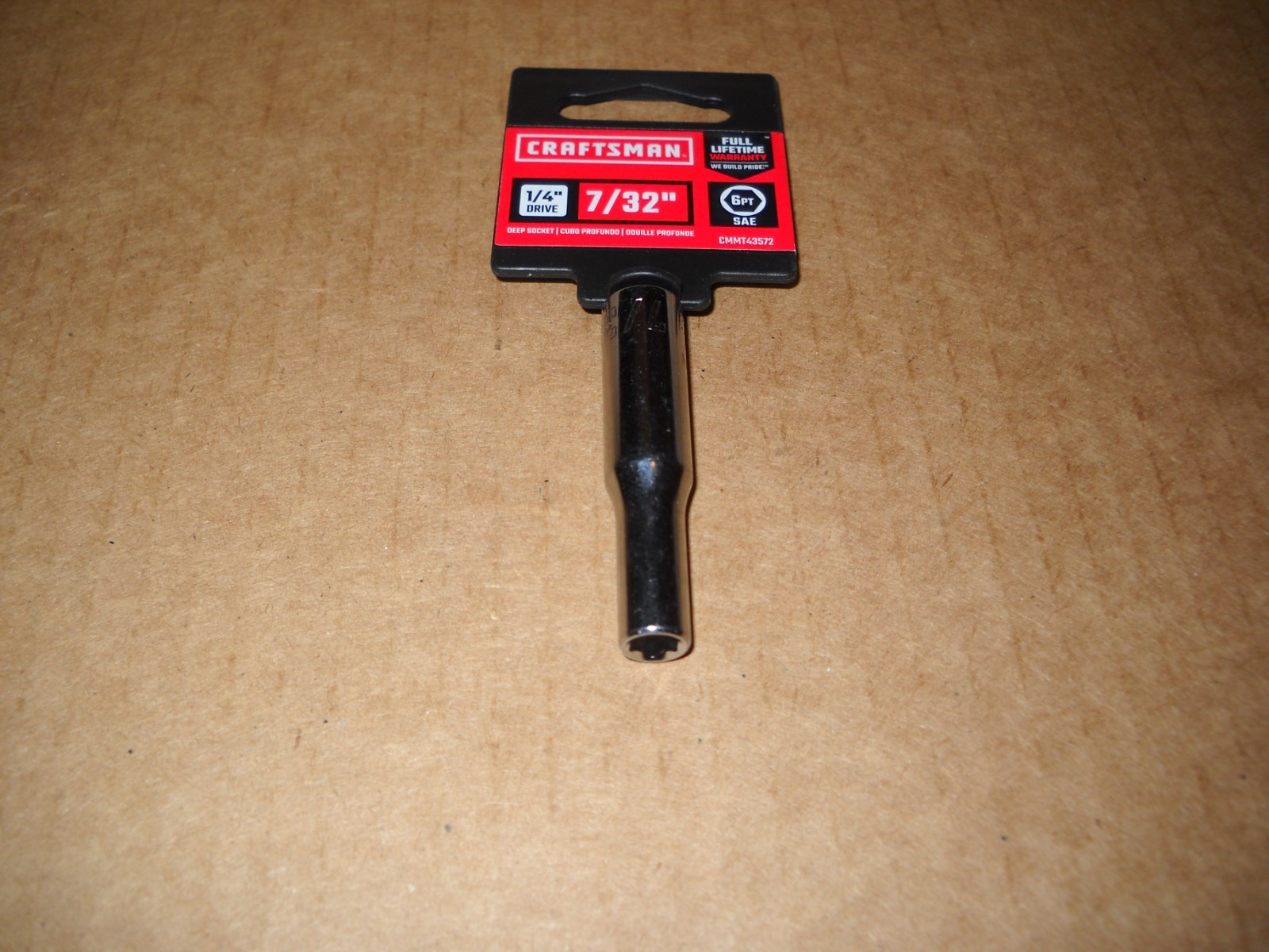 New Craftsman 1/4 Inch Drive 7/32 Inches 6 Point Deep Socket New on Hanger