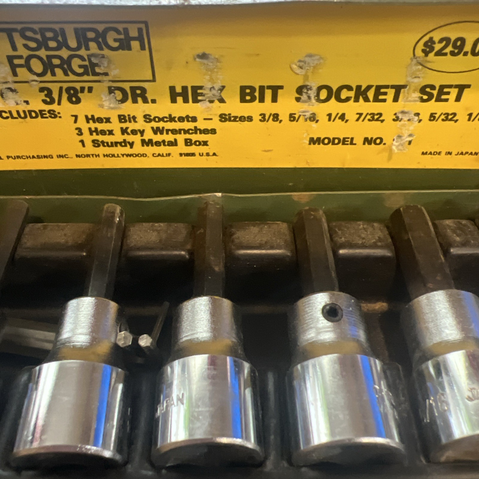Vintage 1981 Pittsburgh Forge 11-piece 3/8 Drive SAE Hex Bit Socket Set