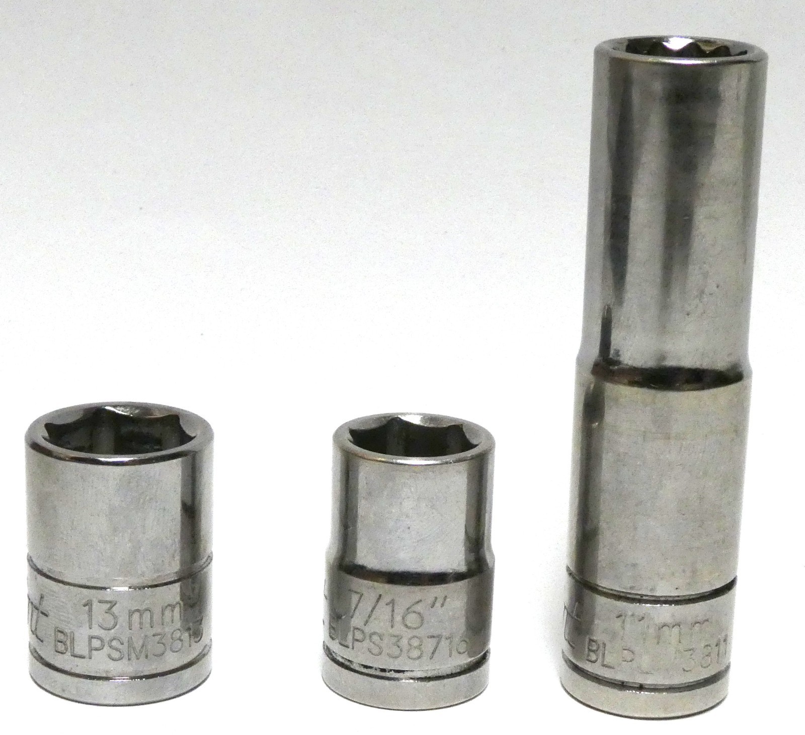 (3) Blue Point Tools: 7/16″ BLPS38716, 13mm BLPSM3813, 11mm BLPLM3811