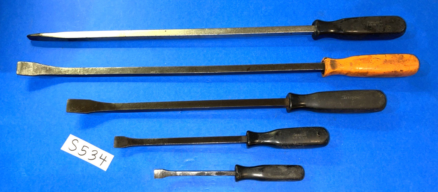 SNAP-ON TOOLS 5 PIECE OLDER PRYBARS & LARGE SCREWDRIVER