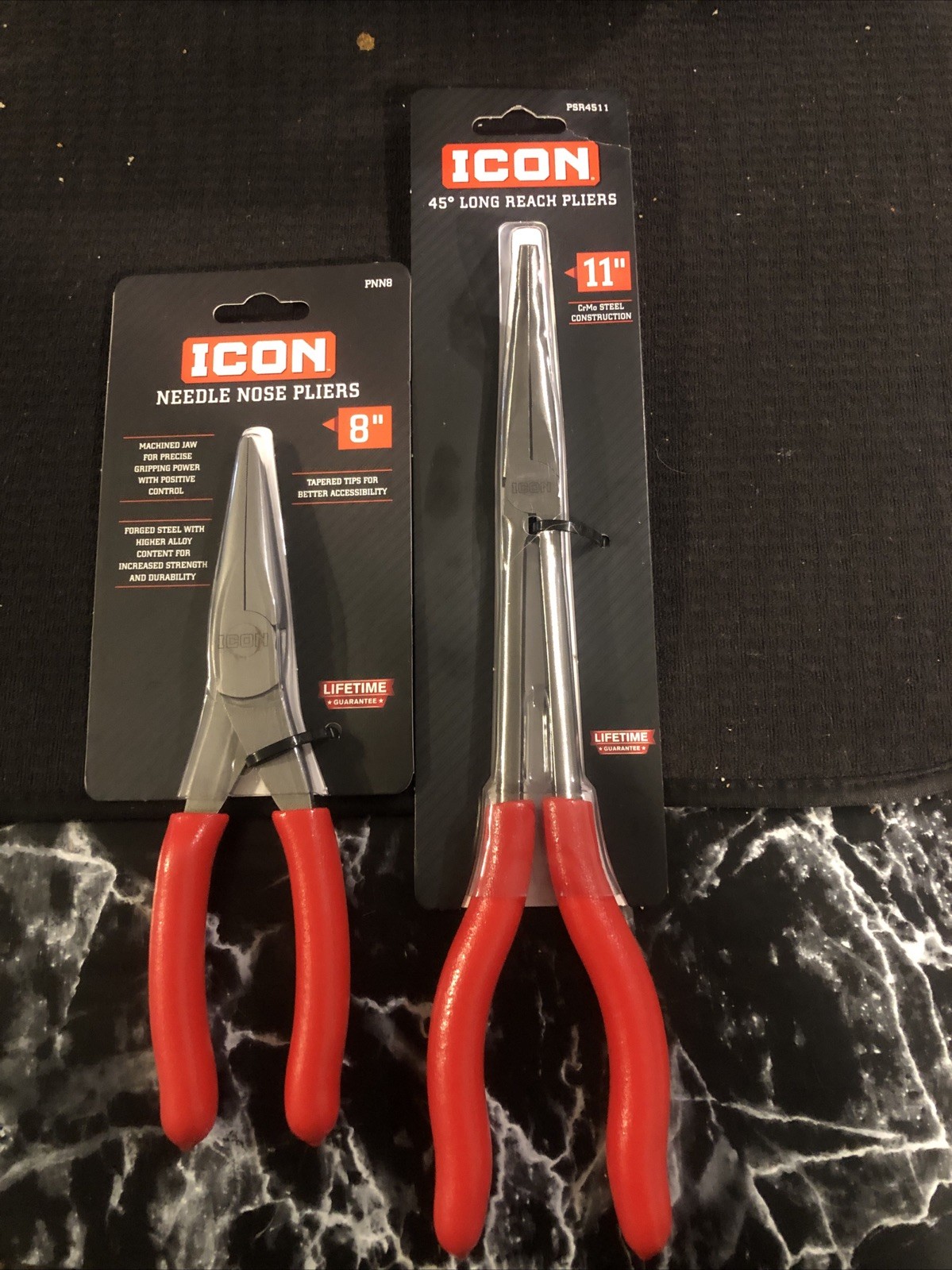 ICON PROFESSIONAL 8 in. NEEDLE NOSE PLIERS And Icon 45 Long Reach Pliers 11in