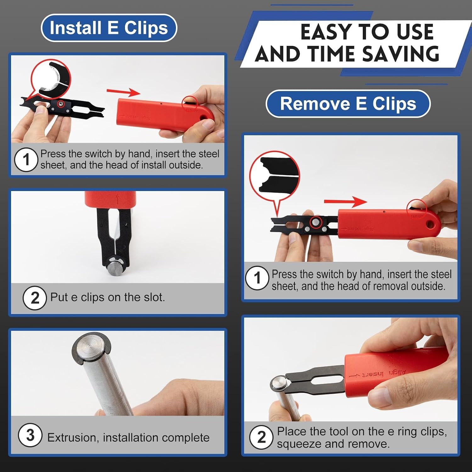 Professional E Clips Installation Kit – Exchangeable Tool for 3/4/5/6mm Clips