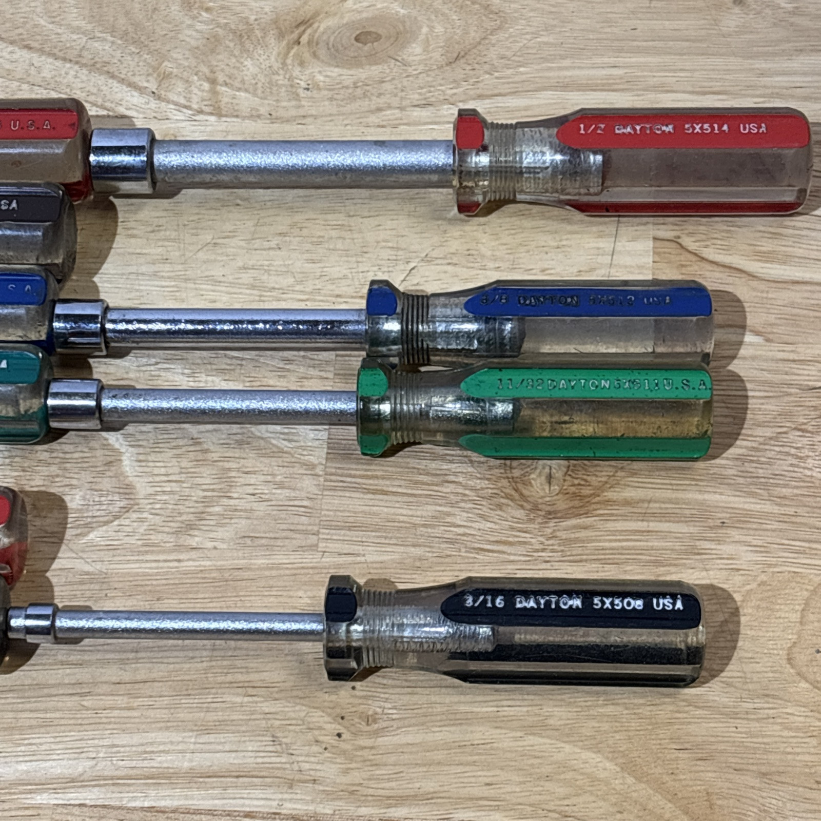 Dayton SAE Nut Driver Set LOT 3/16″ to 1/2″ Skips 5/16″ W/ Duplicates Vtg USA