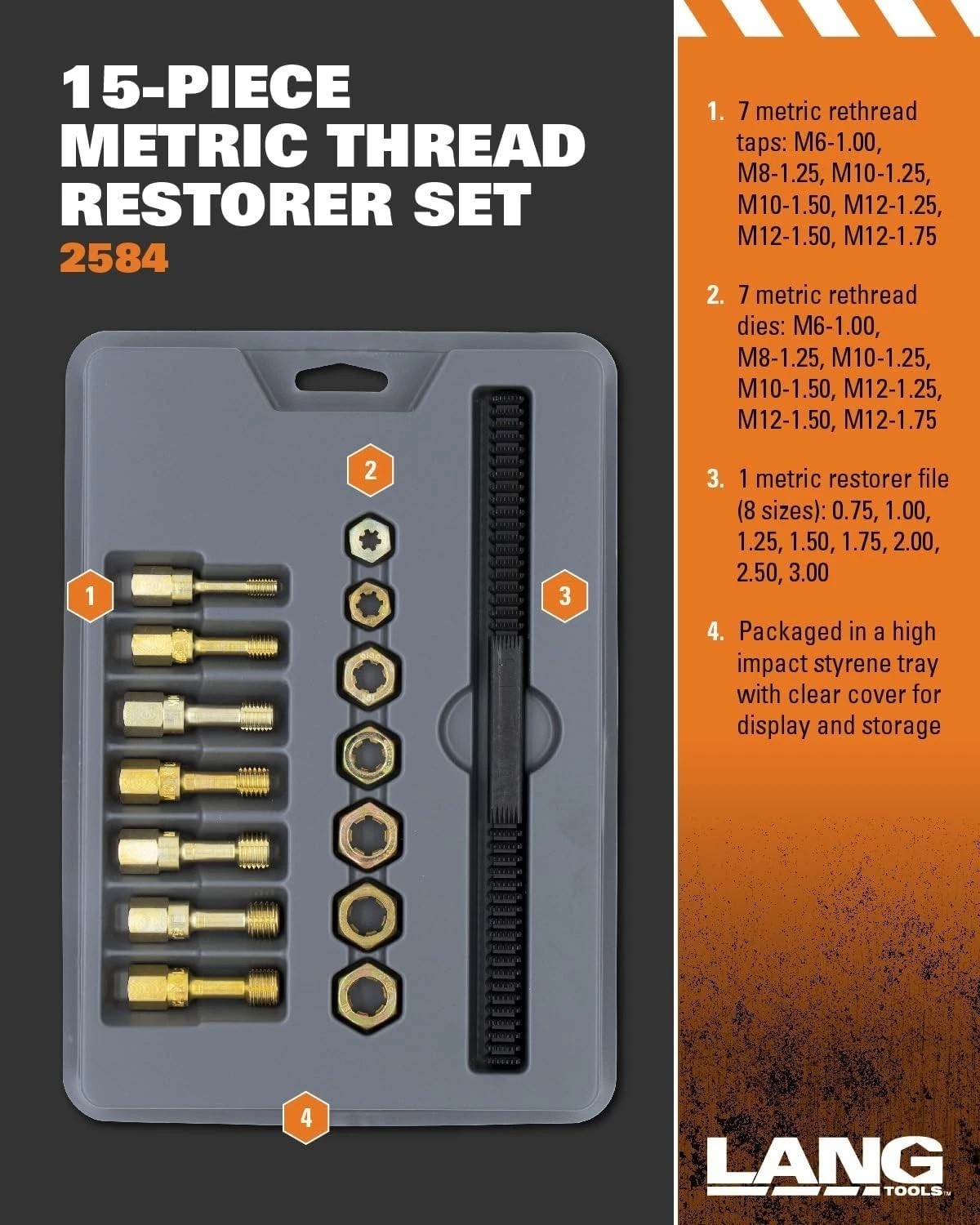 15-Piece Metric Thread Restorer Set – Rejuvenate Damaged Threads Effortlessly