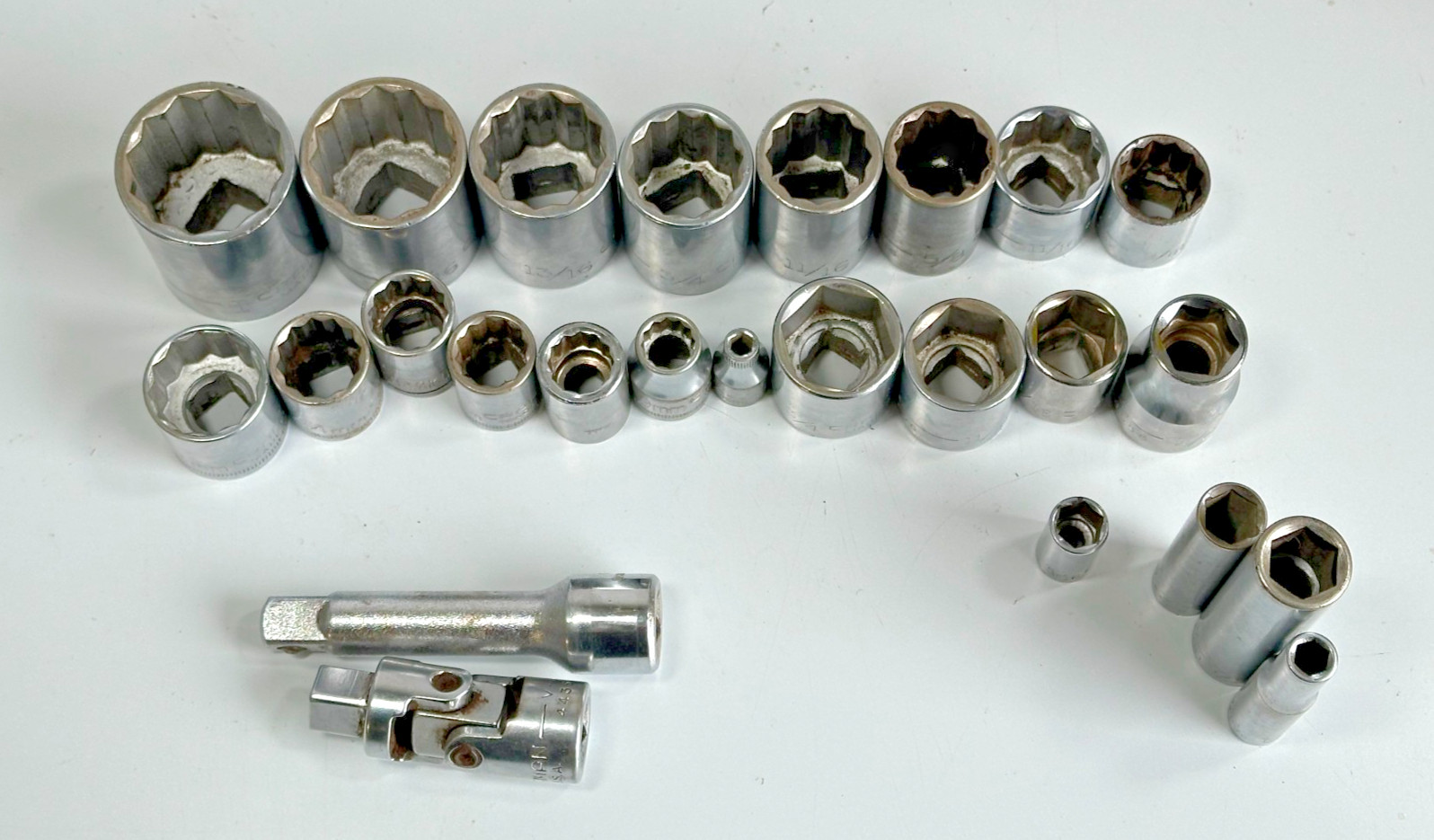 Vintage Craftsman 25pc Socket Lot USA V G Series SAE Metric 6pt 12pt Mixed