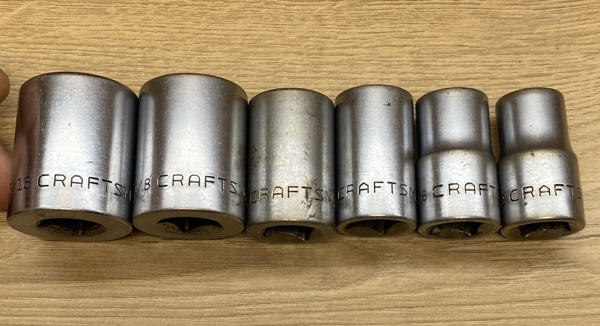 Craftsman USA 1/2” Drive Socket Set V Series Lot 1/2 9/16 5/8 11/16 7/8 15/16