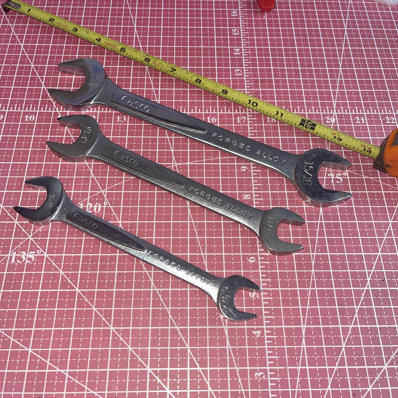 Easco USA 3 Piece SAE Open End Wrench Set 5/8 In – 1 In Vintage 5/8” – 1” 61132