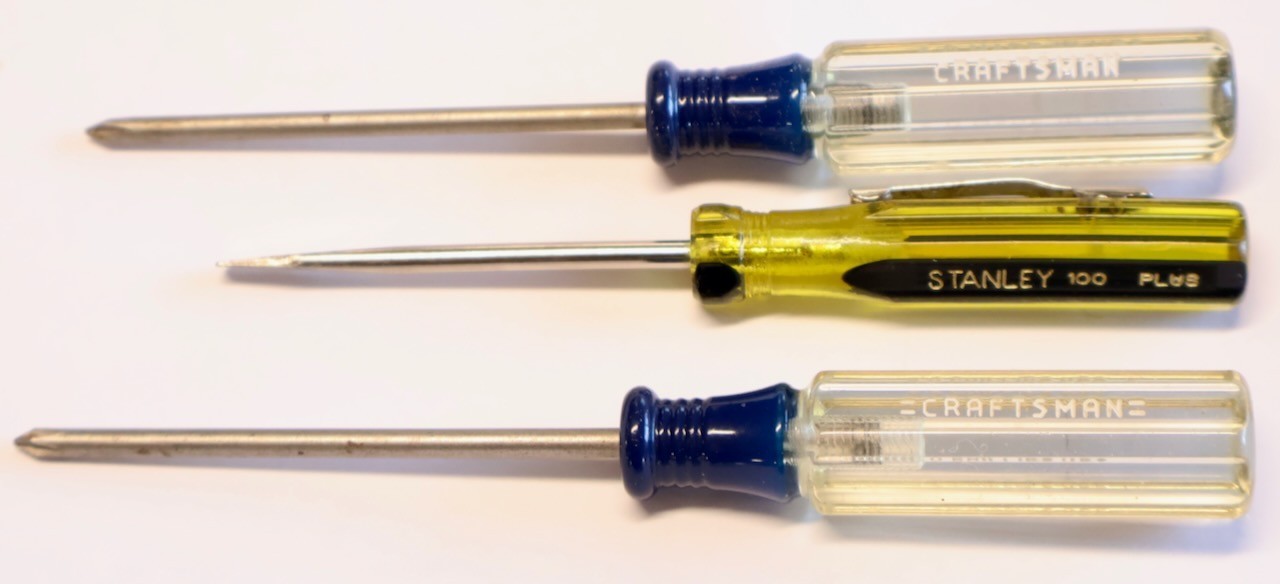 (3) Craftsman & Stanley 100 PLUS Small Pocket Size Screwdrivers / Mt Top Tools