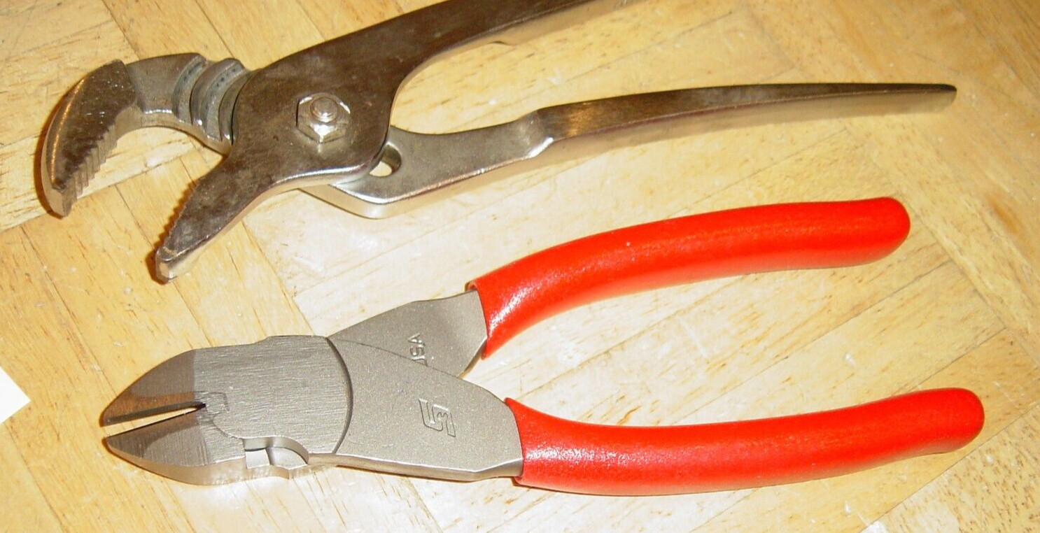 SNAP ON & BLUE-POINT TOOLS 3 PIECE DIAGONAL, 9 & 16 INCH ADJUSTABLE JAW PLIERS