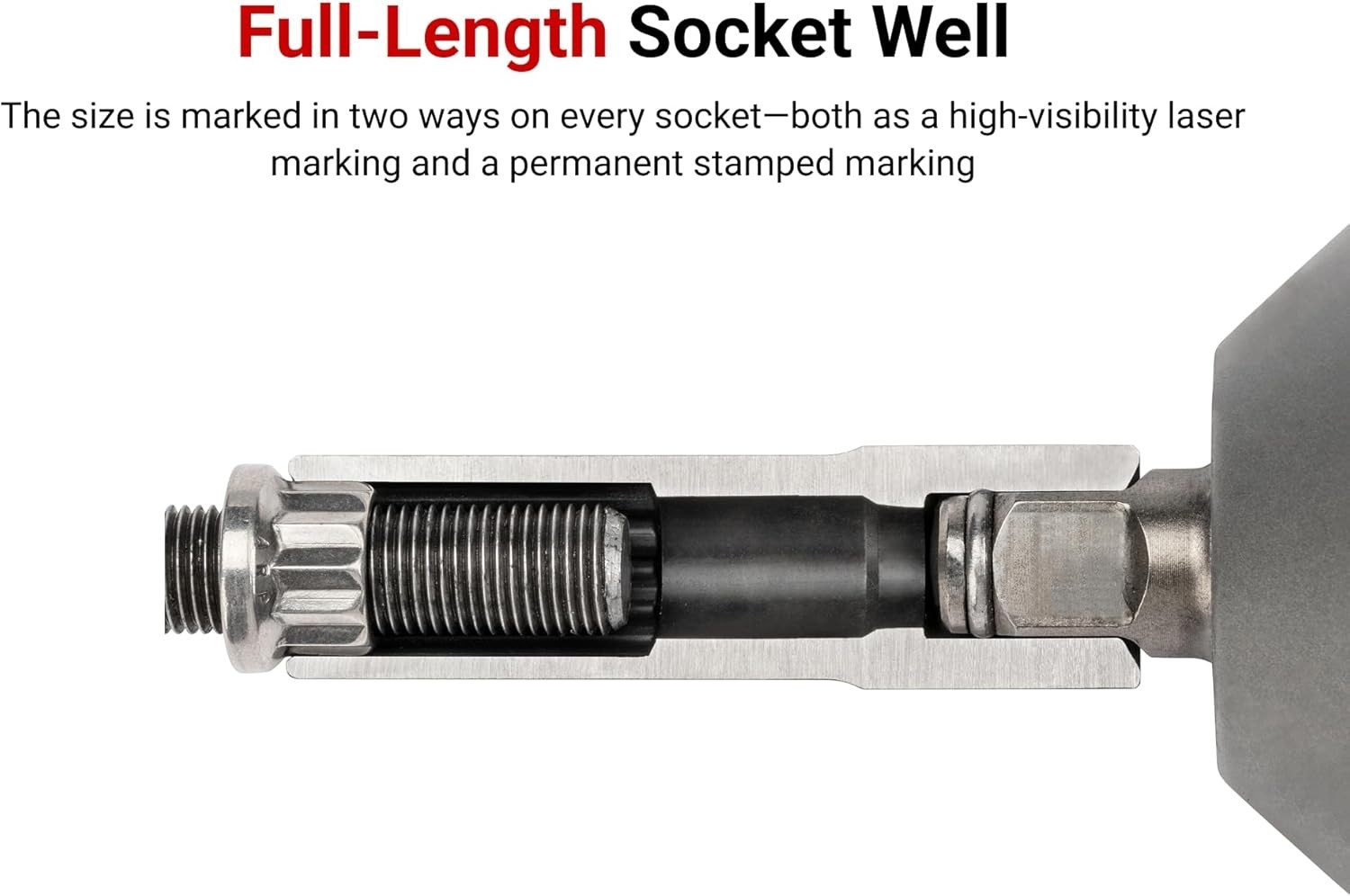 Durable 1/2 Inch Drive x 3/4 Inch Deep 12-Point Impact Socket, Oil Rubbed Finish