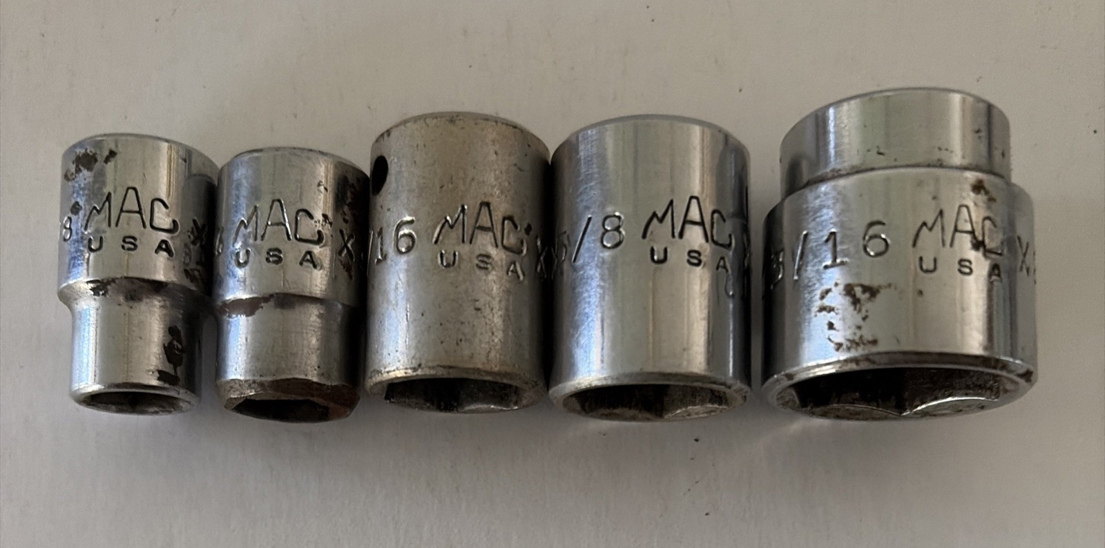 Mac Tools 3/8″ Dr. SAE 6 Pt Shallow Socket Set X Series Lot Of 5 See Description