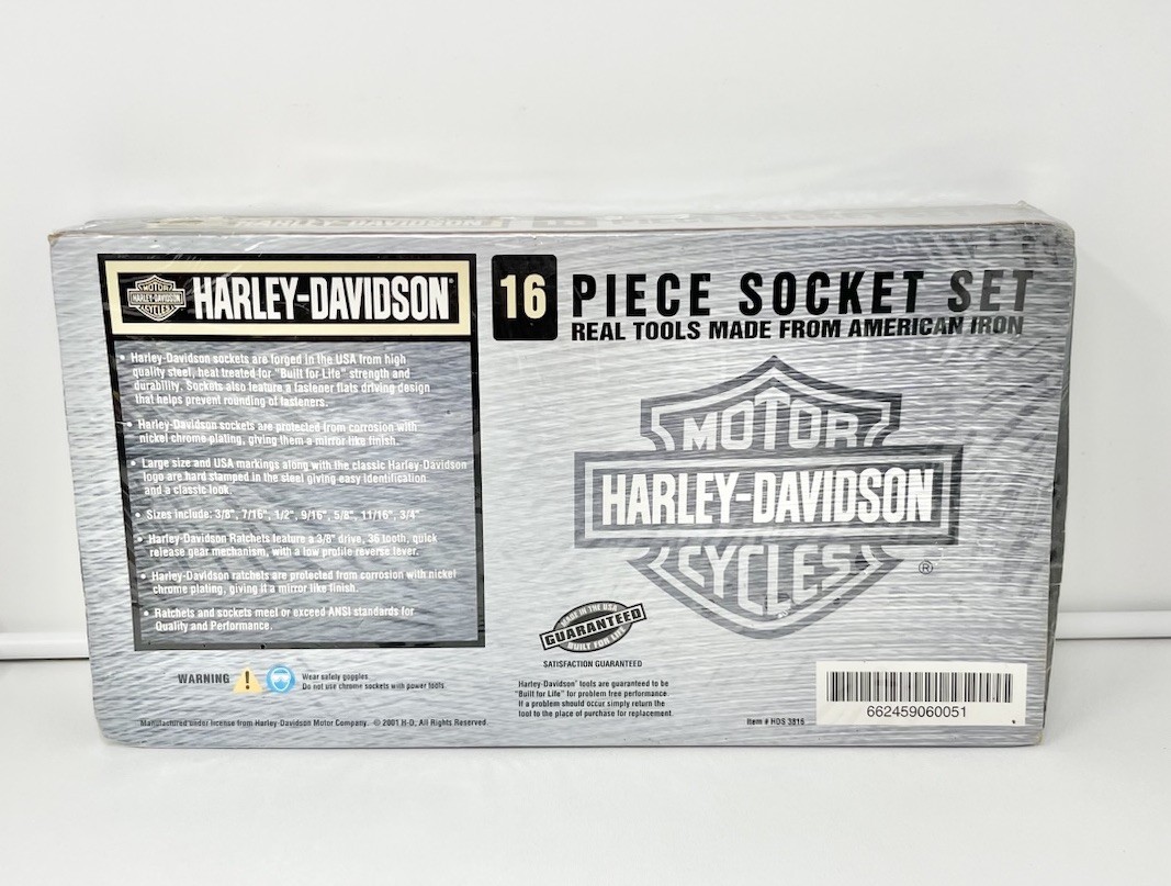 Harley Davidson HD USA 16-Piece Socket Ratchet Set Torn/Open Package As Is Read