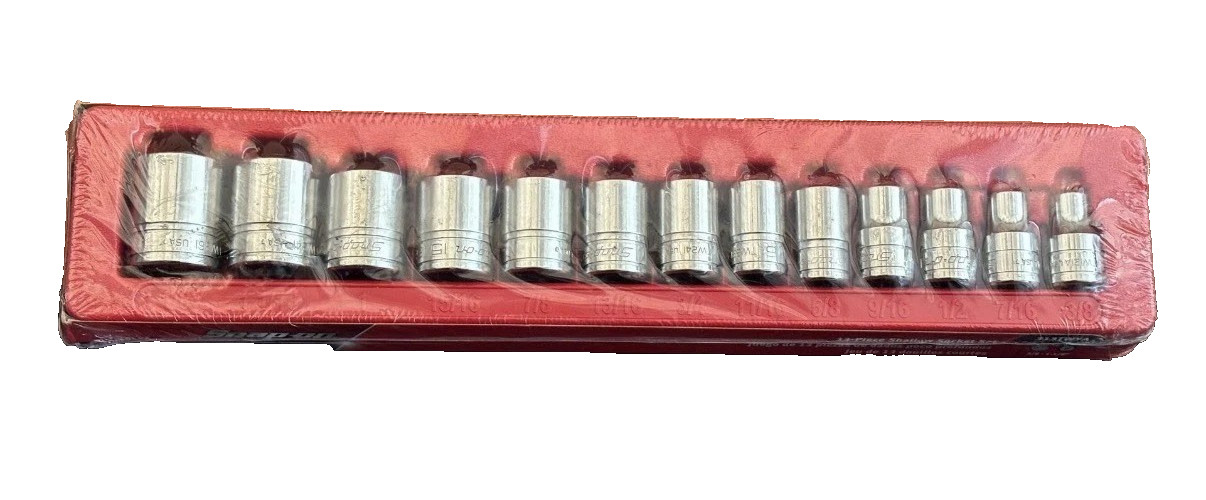 New Snap-on 1/2″ drive 3/8″ to 1 1/8″ 6-point Shallow Socket Set 313TWYA Unused