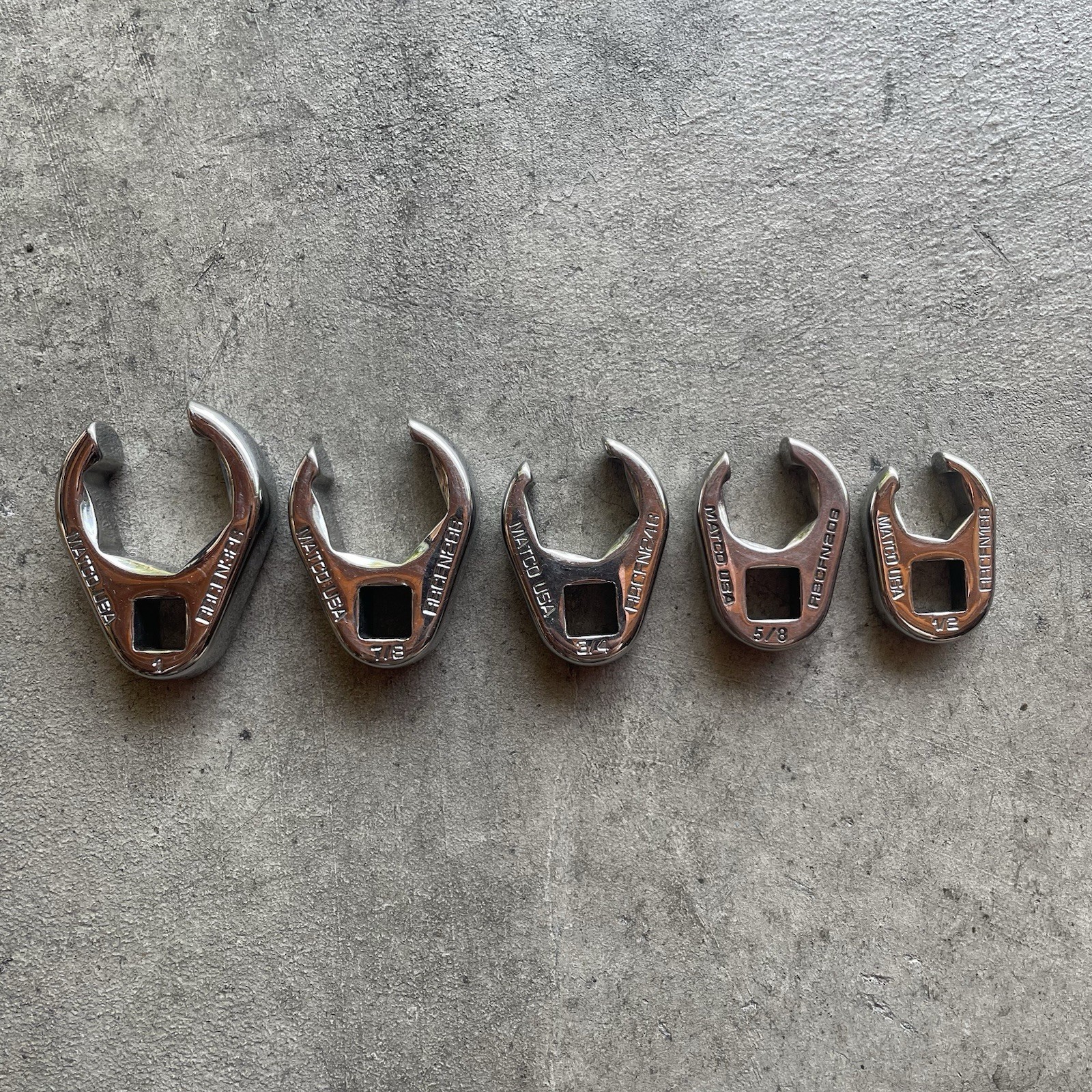 Matco Tools 5pc 3/8″ Drive SAE Crowfoot Wrench Set 1/2″- 1″ USED