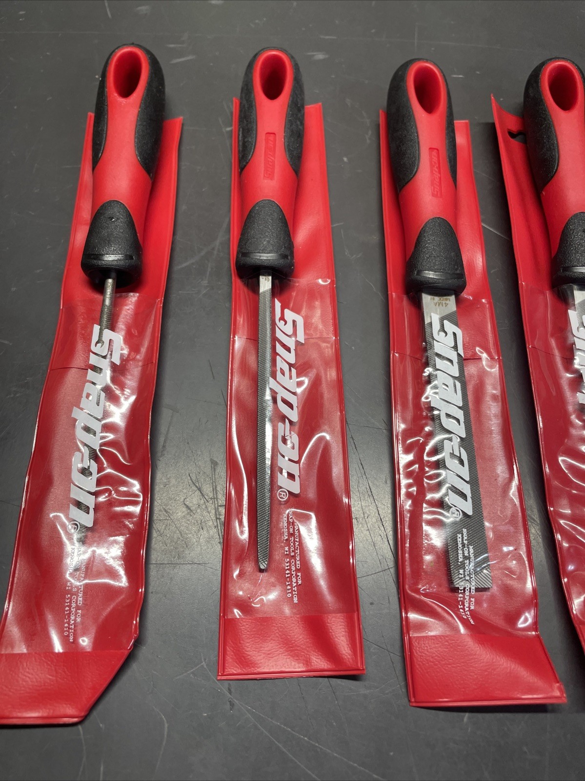 Snap On Tools NEW SGFMN106 6 Piece Red Soft Grip Handle Miniature File Set
