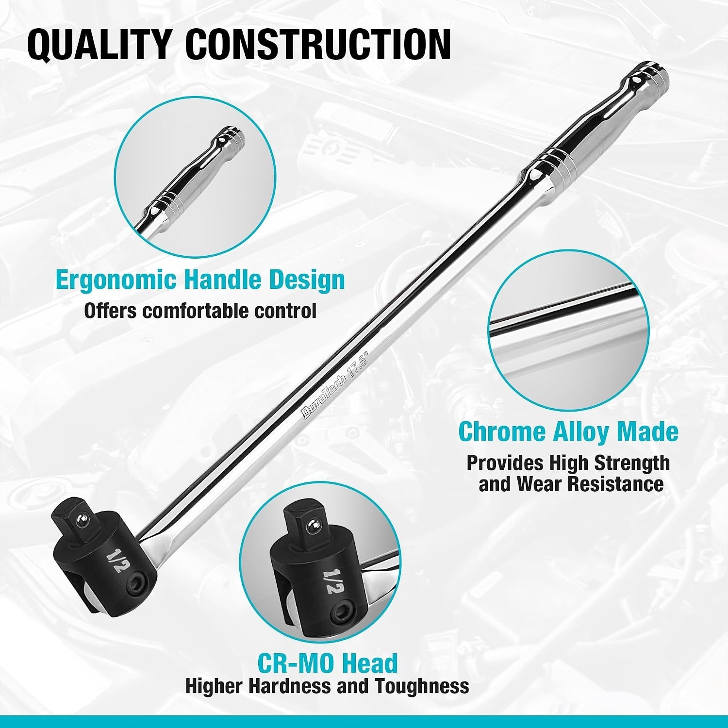 17.5-Inch Heavy Duty Breaker Bar with 240° Flex Head – 1/2» Drive