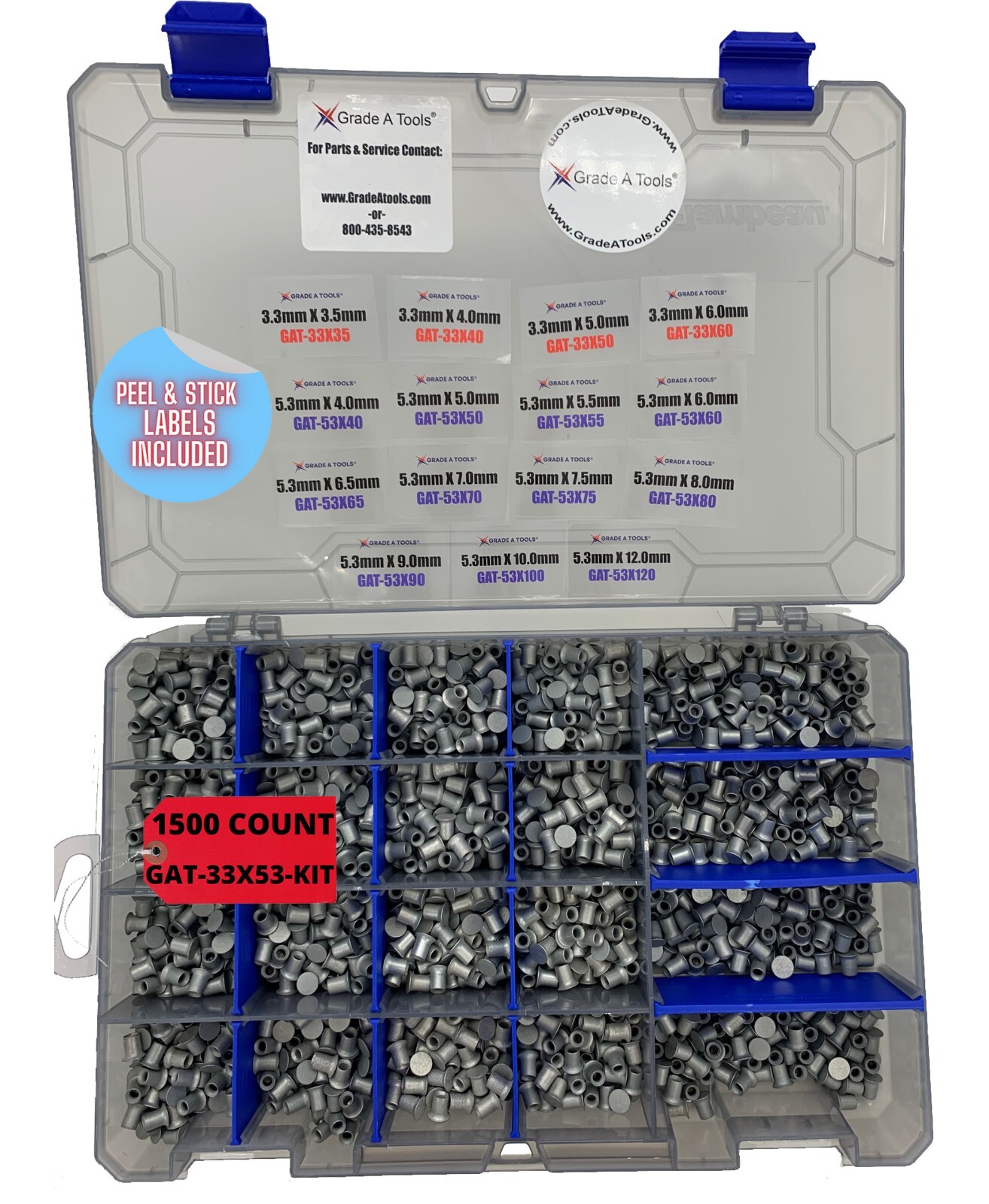 Aluminum Self Piercing Rivet Kit 1500 Piece – for SPR Aluminum Vehicle Repair.